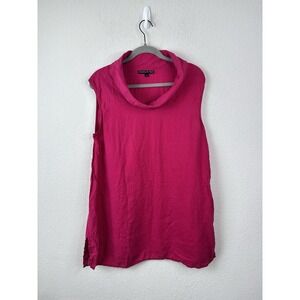 Preston & York Pink 100% Linen Sleeveless Cowl Neck Top Women L  Beachy Resort